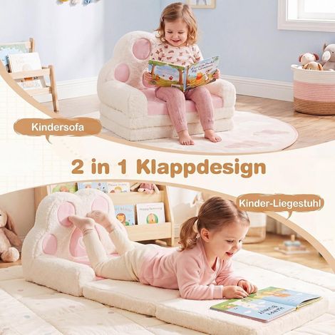 Canapé enfant 2 en 1 convertible en méridienne, pliable, housse amovible lavable, pour chambre et salle de jeux (1/5)