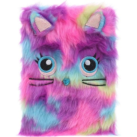 Carnet à dessin animé en peluche, album de scrapbooking, adorable bloc-notes, fournitures scolaires (Chat violet)-21.5X14.8CM-Purple (1/3)