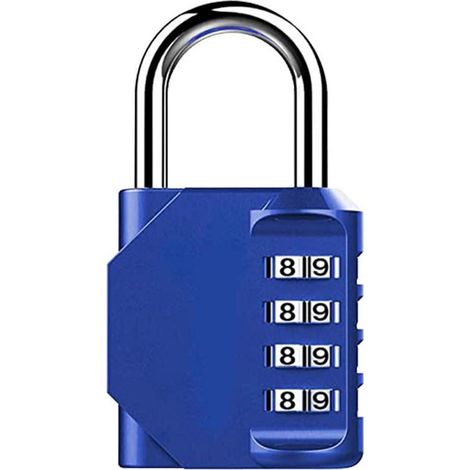 Cadenas à combinaison 4 chiffres réinitialisable pour casier, boîte à outils, armoire, Bleu