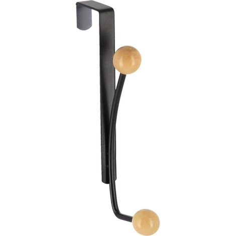 Kleiderhaken aus metall mit 2 haken aus holz - schwarz holz - Tendance