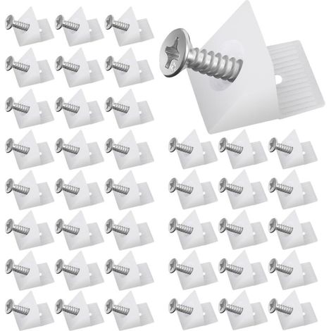 Cales en Plastique pour Meuble Tiroir, Fond de Tiroir Connecteur avec Vis Équerre De Fixation Renfort Tiroir Connecteur Arrière Stabilisateurs pour Réparer Affaissement Étagère Meuble (40)
