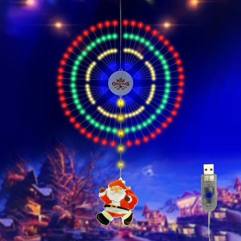 Guirlande lumineuse de Noël en forme de feu d'artifice, suspension décorative étanche IP65, lumières colorées, 8 modes d'éclairage (1/3)