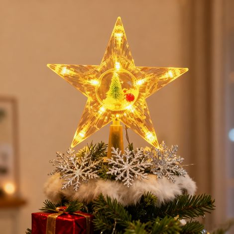 Décoration de sapin de Noël avec LED, Étoile décorative pour sapin de Noël, Décoration de Noël à piles, Lumière LED pour sapin de Noël, lumière chaude (1/5)