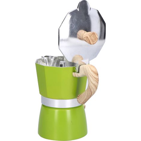 Cafetière italienne 150 ml, compatible avec les cuisinières à gaz et à éthanol (verte). (1/5)