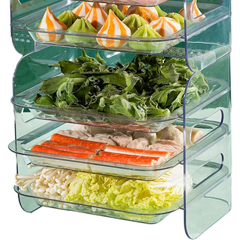 Plateau de rangement pour fondue chinoise, étagère à cosmétiques, plateau en plastique pour la maison, plat de service à fondue chinoise à plusieurs niveaux, blanc à six niveaux (1/4)