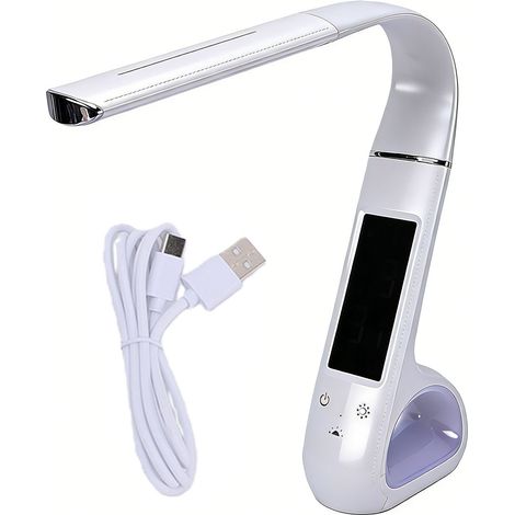 Lampe de bureau désinfectante LED avec horloge 3 en 1, lumière RVB pliable et rechargeable pour le soin des yeux (1/5)