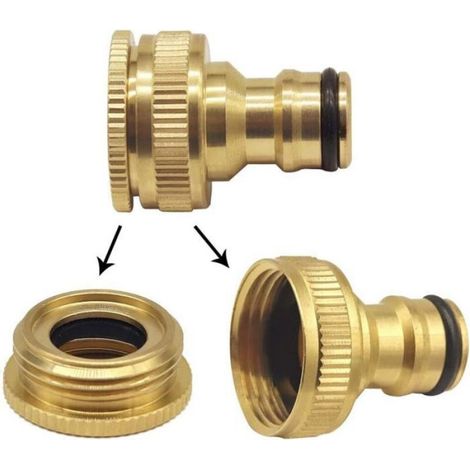 Raccord Tuyau D Arrosage - Laiton Massif - Filetage 20 mm Et 25 mm - Pour Robinet Et Tuyau BSP - Lot De 4 (1/5)