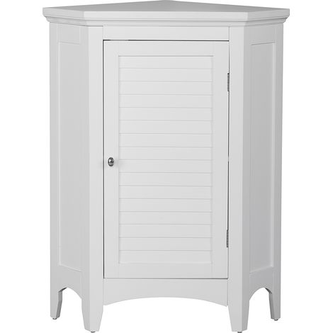 Teamson Home Bathroom Standing Corner Cabinet, Wooden Cabinet with Shutter Door, Bathroom Storage, Bathroom Furniture, White, 62.9 x 43.2 x 81.3 (cm) (1/5)