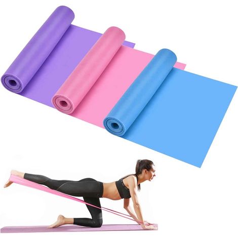 Set di 3 fasce elastiche di resistenza. Resistenza delicata sulla pelle. 3 diversi livelli di elasticità per esercizi di allenamento della forza. Yoga, palestra, pilates, fitness, stretching, allen... (1/5)
