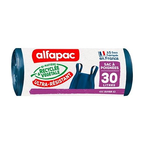 Sac poubelle 30 litres avec poignées Alfapac - 45 sacs (1/3)