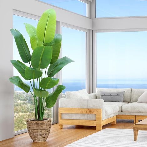 Plante d'oiseau de paradis artificielle de 1,8 m - Plantes artificielles d'intérieur hautes avec 12 troncs - Plante de sol en soie parfaite pour la décoration de la maison dans le salon, le bureau et (1/5)