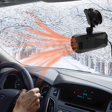 Calefactor portátil para coche, 12 V 150 W, calefactor portátil para coche, desempañador y descongelador 2 en 1 con calentamiento rápido y base giratoria de 360 grados. (1/4)