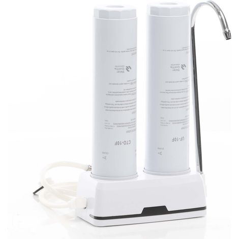 Naturewater NW-2-CTOUF 2 Stufen Counter Top Wasserfilter, 5 µ, Aktivkohle Block Filtereinsatz und Ultrafilter, mit Universaladapter, Wasserhahn