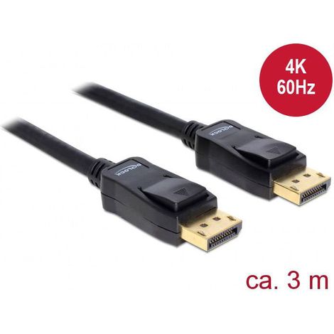 Câble de raccordement Delock DisplayPort Fiche mâle DisplayPort, Fiche mâle DisplayPort 3.00 m noir 82424 Câble DisplayPort C676831 (1/2)