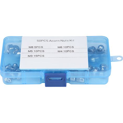 Kit de 50 écrous borgnes M3/M4/M5/M6/M8 en acier inoxydable à tête bombée et écrous hexagonaux (1/5)