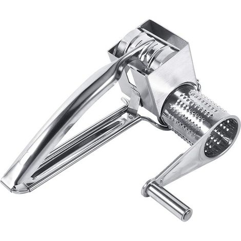 Rallador de tambor, Acero inoxidable, Plateado, Rallador de queso, Rallador de queso duro, Premium, Cortador de hilo, Curvado a mano, Plateado (1/5)