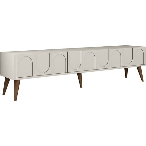 TV-Ständer "Lyon" aus Holz – 180 x 35 x 44 cm – Creme/Walnuss