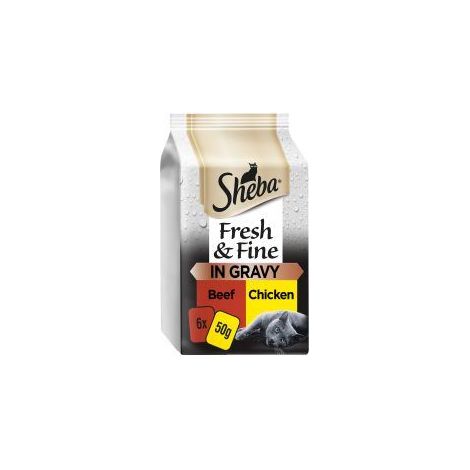 Sheba Fresh & Fine Wet Cat Food Pouches Beef & Chicken in Gr - 748258