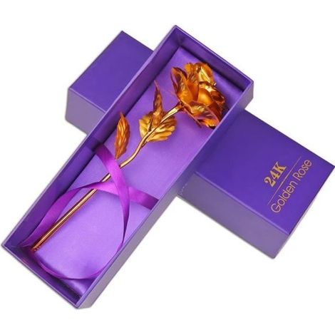 Fleur artificielle - ONEVER - Rose en or 24K - Diamètre 8.5cm - Hauteur 25.5cm-Ywey (1/3)