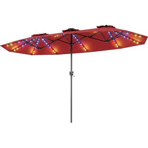 COSTWAY Ombrellone da Giardino Doppio 470 cm (senza Base,Rosso)
