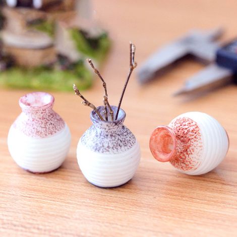 Vase Fleurs Miniature - Résine - Pour Décoration Intérieure et Plantes Miniatures - Lot de 3 (1/5)