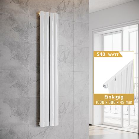ELEGANT Paneelheizkörper Weiß Heizkörper Vertikal 1600x308mm Einlagig (1/5)