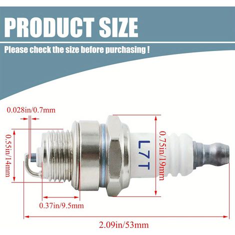 Pièces de rechange pour bougies d'allumage L7T, allumeurs de moteur résistants pour moteurs à essence deux temps, tronçonneuses, tondeuses à gazon, taille-haies et coupe-bordures — Accessoires pour ou (1/3)