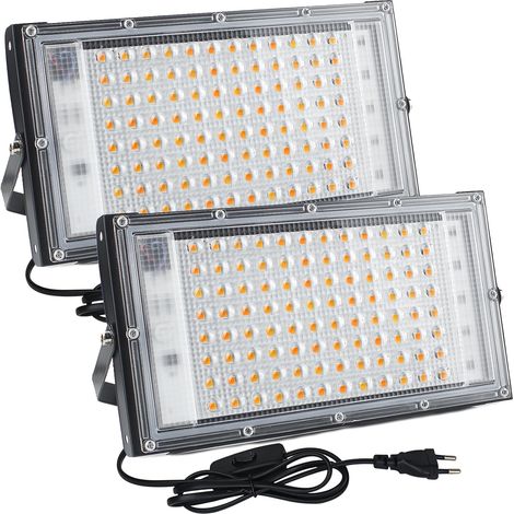 100W Projecteur LED Exterieur, 2 Pièce Spot LED Extérieur 10000LM Superlumineux, 3000K Blanc Chaud, IP65 étanche Eclairage de Sécurité pour Cour,Jardin,Garage (1/5)