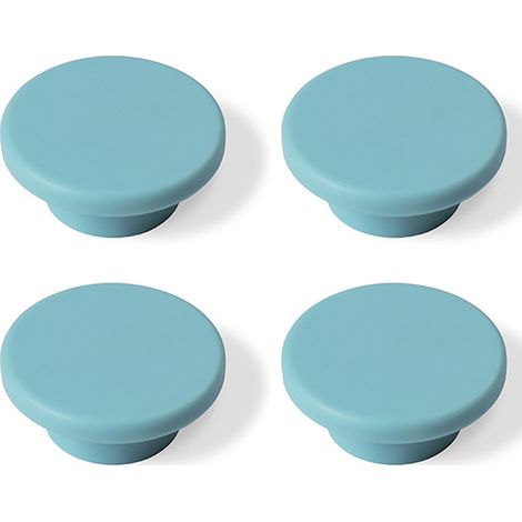 Lot de 4 boutons de meuble ronds bleus en plastique, poignées de tiroir et placard pour chambre d'enfant (1/5)