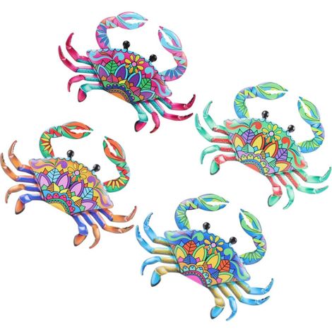 4stücke Wanddeko Mit Krabbenmotiven Aus Eisen Für Innen et Außenbereich Detailreiches Design (1/5)