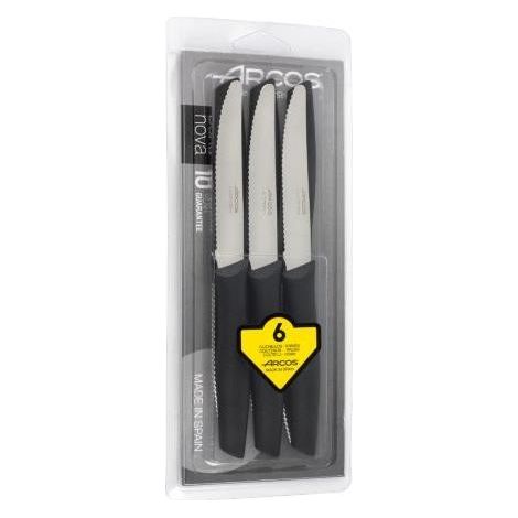 JUEGO MESA NOVA - Juego de 6 cuchillos de mesa de hoja dentada y punta redondeada, perfectos para el corte de los alimentos en la mesa.