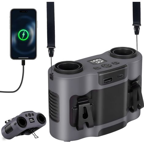 Ventilateur portable 20000 mAh,avec 5 vitesses et double sortie d'air,ventilateur rechargeable pour le travail en plein air, le camping et les voyages (1/5)