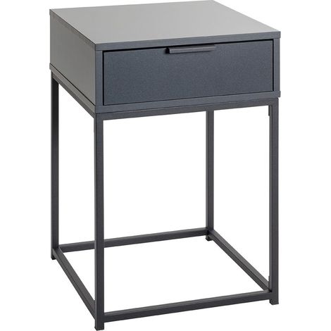 Table de nuit, table de chevet 1 tiroir coloris gris anthracite/Noir - Longueur 40 x Profondeur 40 x Hauteur 60 cm (1/5)