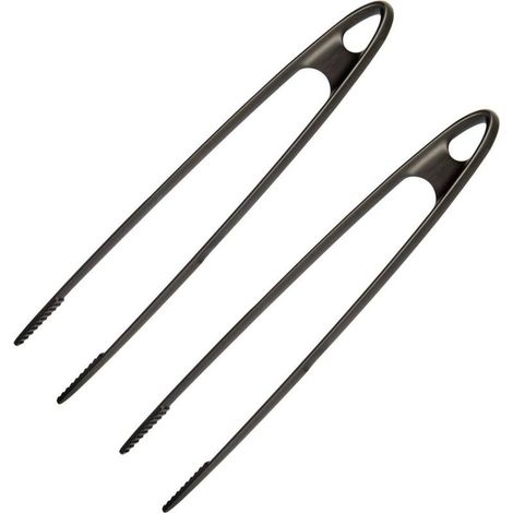 2 Küchenzangen zum Braten und Servieren, Grillzange, Kunststoff, Länge 29 cm, Schwarz 136922E3 (1/4)