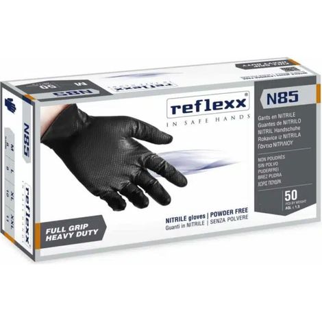 Guanti in Nitrile Spessorato con Grip Reflexx N85 Nero M