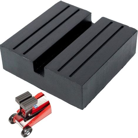 Support Universel en Caoutchouc pour cric, Support 75x75x25 mm avec découpe en U, pour Toutes Les Voitures jusqu'à 3.5 tonnes, cric antidérapant pour la manœuvre des crics (1/4)