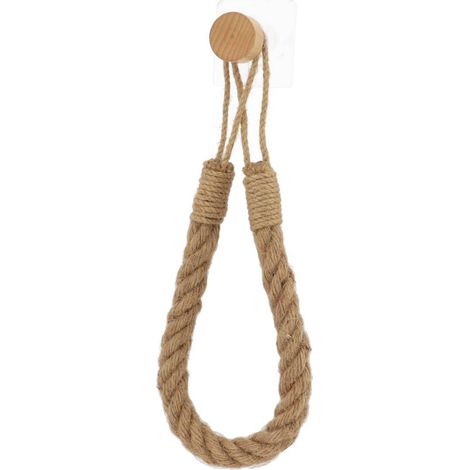 Porta rotolo di carta igienica o porta asciugamani corda + bambù su adesivo - naturale - Tendance (1/2)