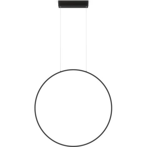 Moderne schwarze Hängeleuchte für Bad und Küche, vertikaler Ring, Ø60cm, variable Farbe, LED, 22W, MIRROR Light Prestige