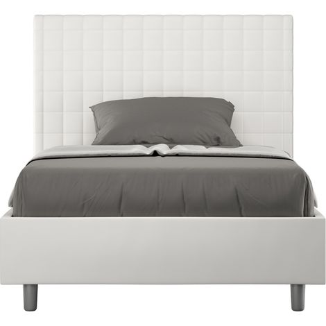Letto singolo contenitore imbottito 100x210 similpelle bianco Sunny (1/5)