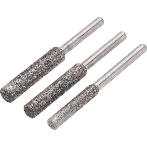 3 Meules d'Affutage et Aiguisage Chaine Tronçonneuse Diamant Burr Aiguiseur Outils D'affûtage - Meules (4mm, 4.8mm, 5.5mm) Durabilité