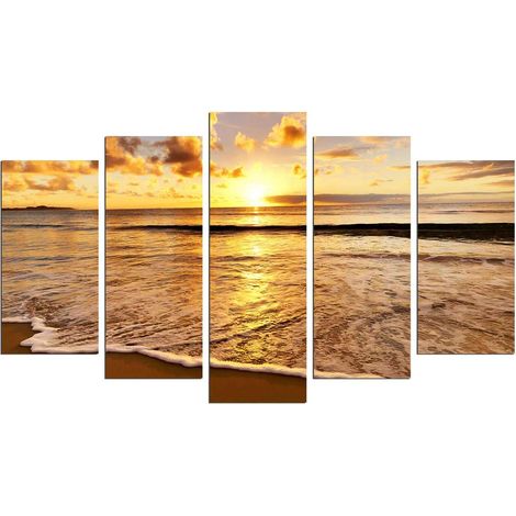 Ensemble de 5 tableaux décoratifs coucher de soleil panoramique (1/3)