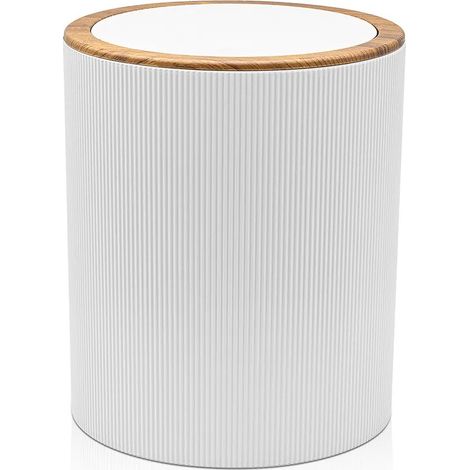 Pattumiera 5lt Bianco coperchio basculante dettagli effetto legno Blob (1/5)