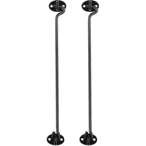 DOITOOL Lot de 2 crochets de cabine de 30 cm (12 pouces) en bronze élégant, pour fenêtre, armoire ou porte, avec vis (noir) (1/3)
