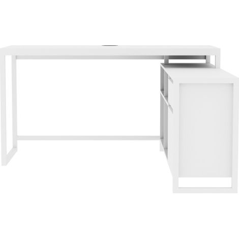Bureau d'angle réversible Denver - Panneaux de particules - Coloris Blanc - 139 x 75 x 139 cm (1/5)