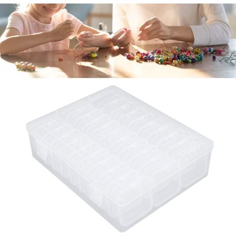 Petits organisateurs de perles, mini boîtes de rangement transparentes en plastique avec couvercle à charnière, étiquettes, coffret rectangulaire pour fournitures de loisirs créatifs (1/4)