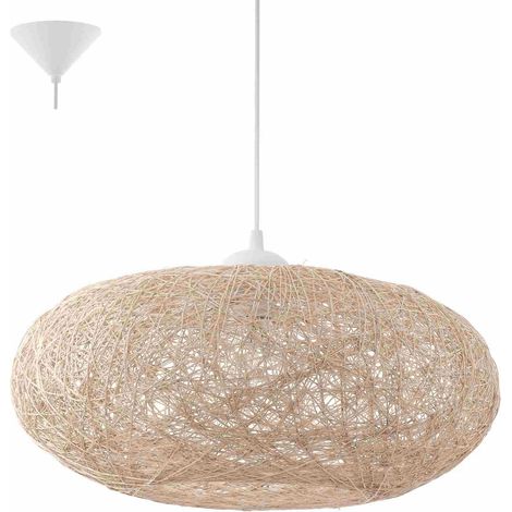 Lampadario A Sospensione Classico Campilo Policarbonato Bianco Beige 1 Luce E27 (1/5)