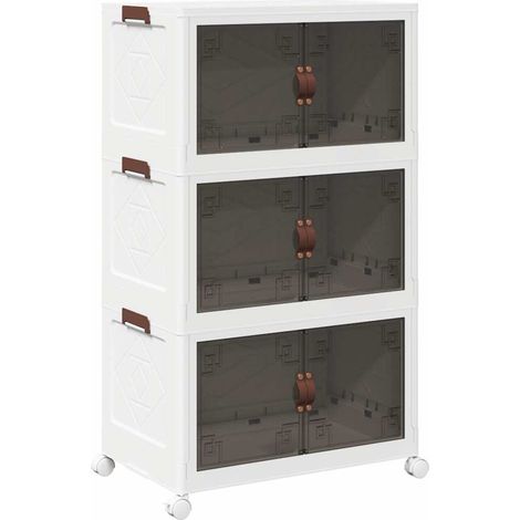 Boîte de rangement empilable avec roues à 3 niveaux 75 L
