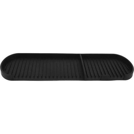 Plateau d'égouttage en silicone alimentaire antidérapant, fond givré, tapis d'égouttage pour salle de bain, noir (1/5)