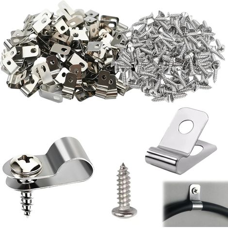 150 Pièces 6 mm Pinces de Fixation pour Clôture Clips Inoxydable (1/5)