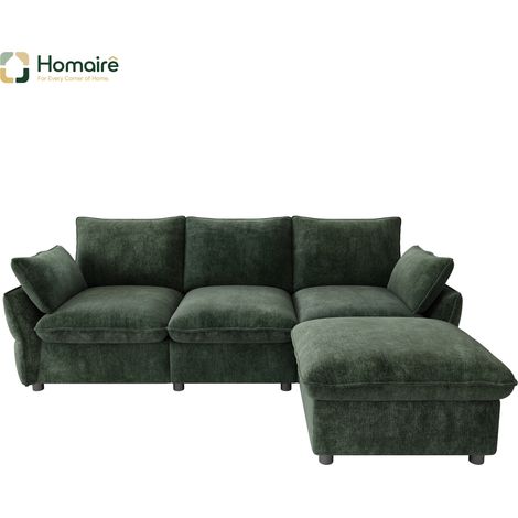 Canapé en velours vert foncé 222,5 x 154,5 x 76,5 cm HOMAIRE (1/5)